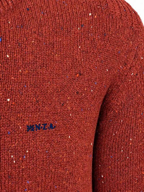 NZA Pullover Mocker Eltham Knit Melange Rusty Orange