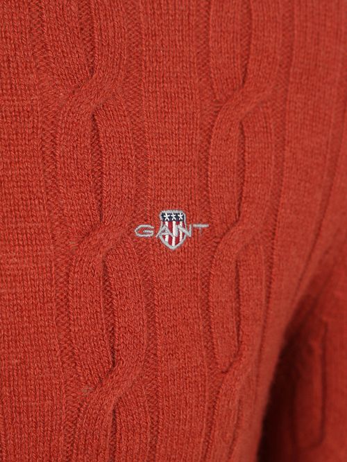 Sweter GANT Crewneck z wełny jagnięcej, warkoczowy, Modern Rust Product / Detail