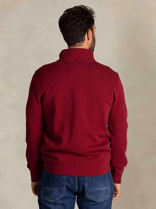 NZA Samuel Sweter Half-Zip Cherry Red Model / Achterkant