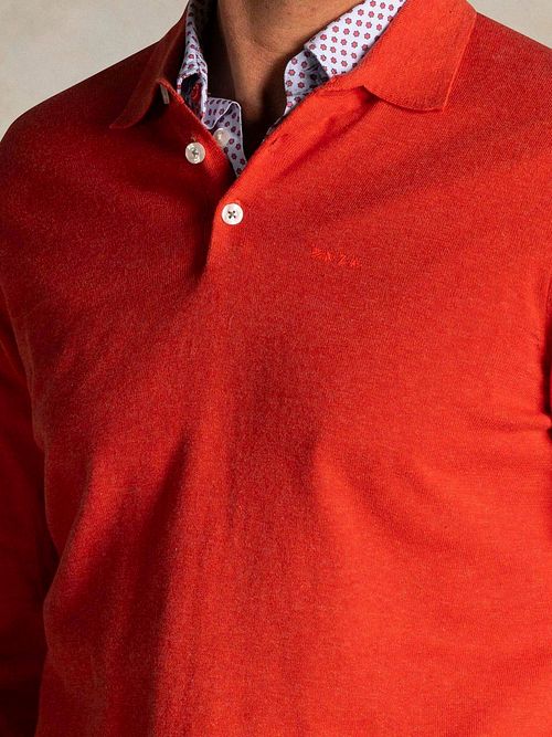 Dziana koszulka polo NZA z długim rękawem w kolorze czerwonym Model / Detail