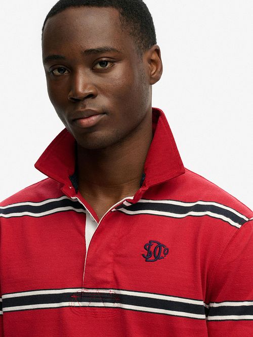 Koszulka polo Superdry Rugby w stylu vintage w czerwone paski Model / Detail