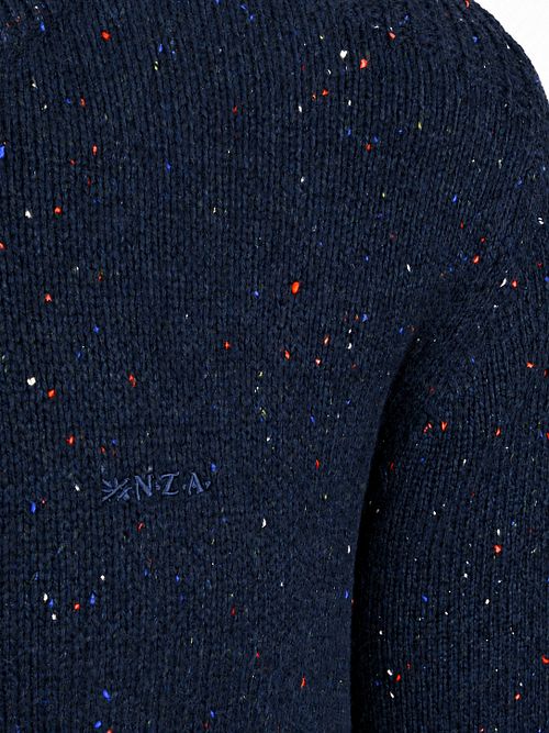 NZA Pullover Mocker Eltham Knit melange Oxford navy