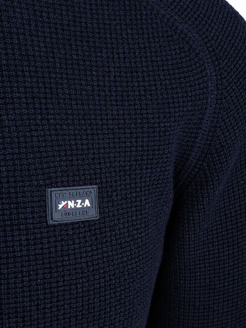 NZA Half Zip Slub Navy Knit Oxford