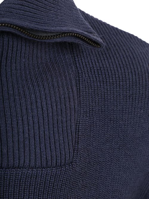 KnowledgeCotton Apparel Pullover Half Zip Pullover Merino Navy