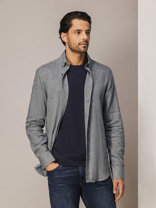 State Of Art Knitted Oxford Shirt Grey