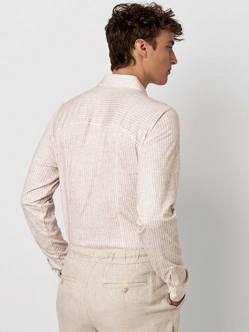 Camicia Desoto a righe monocromatiche beige Model / Achterkant