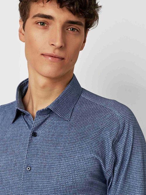 Desoto Chemise Impression Fleurs Bleu Model / Detail