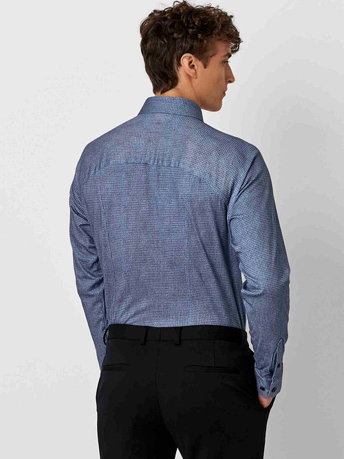 Desoto Chemise Impression Fleurs Bleu Model / Achterkant