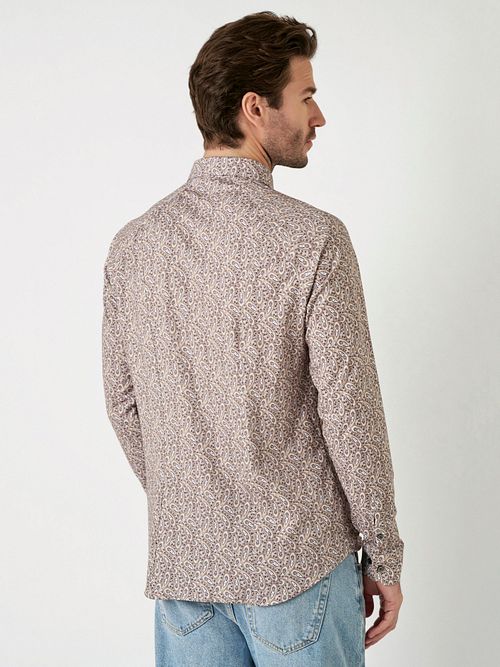 DESOTO Hemd Timeless Elegance Druck Paisley Beige Model / Achterkant