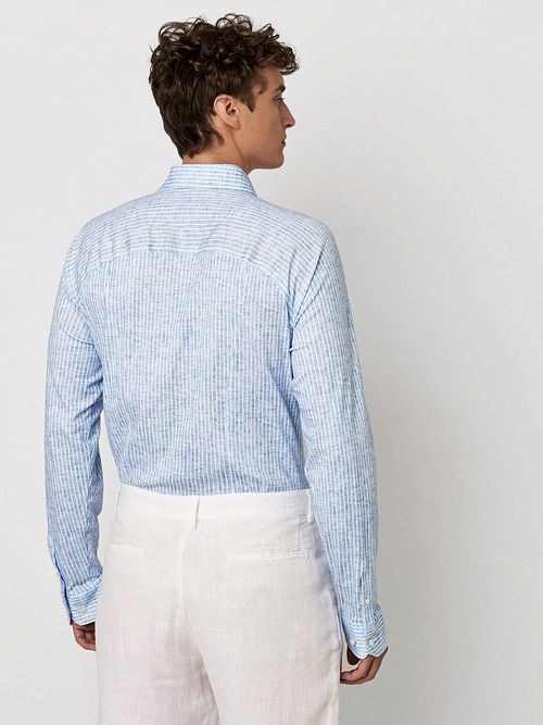 DESOTO Hemd Kent Monochrome Streifen Blau Model / Achterkant