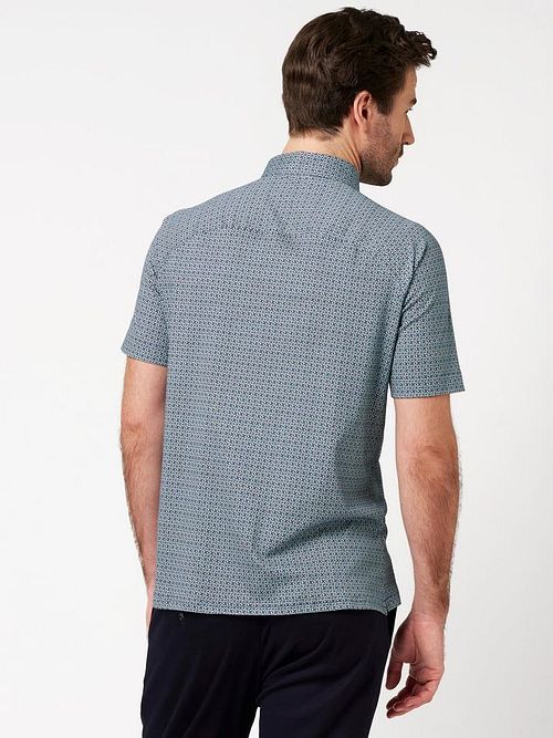 Desoto Short Sleeve Hemd Druck Aqua Blau Model / Achterkant