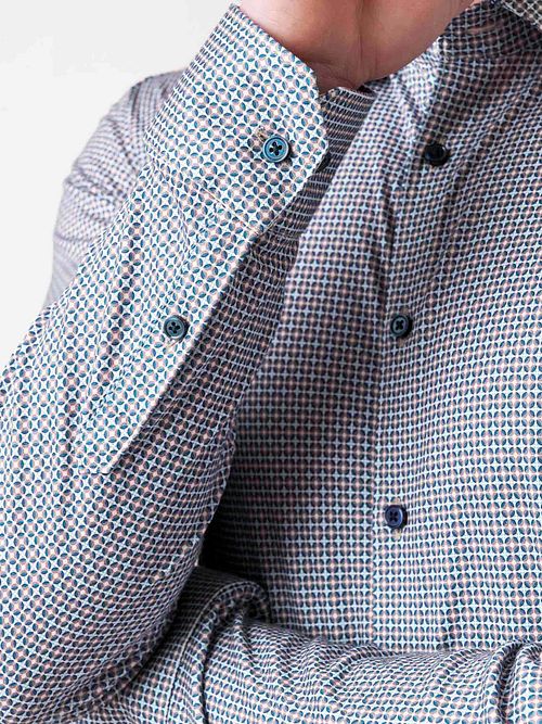 DESOTO Hemd Druck Blau Model / Detail