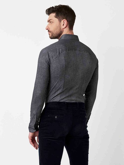 Desoto Hemd Print Denim Donkerblauw Model / Achterkant