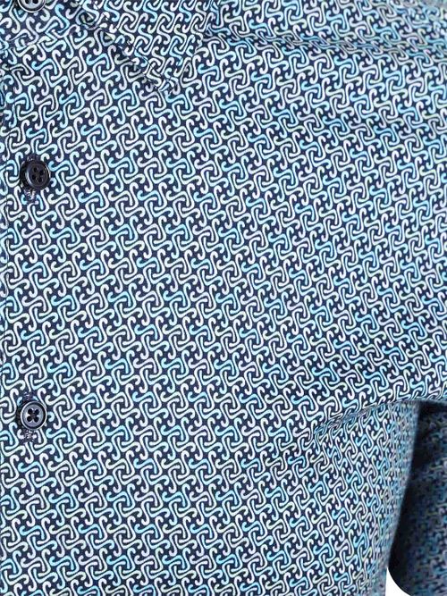 Desoto Kortærmet Skjorte Print Aqua Blå Product / Detail