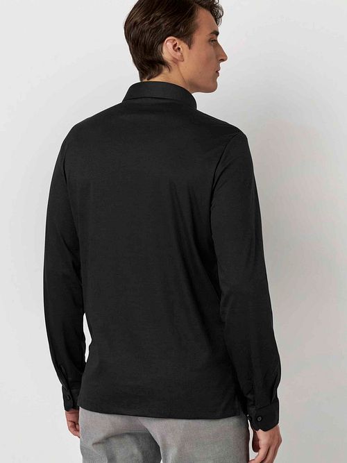 Desoto Longsleeve Polo Essential czarne Model / Achterkant