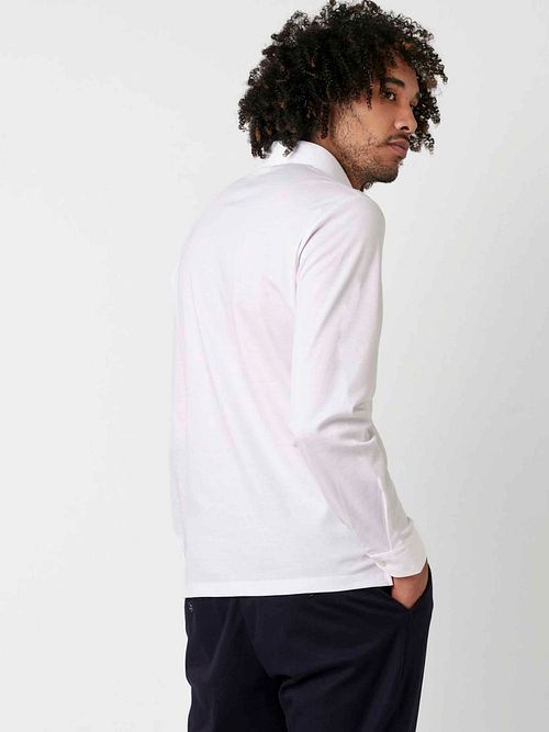 Desoto Longsleeve Poloshirt Essential White Model / Achterkant