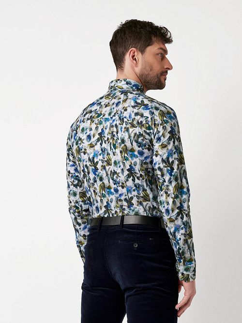 Desoto Overhemd Print Bloem Blauw Model / Achterkant