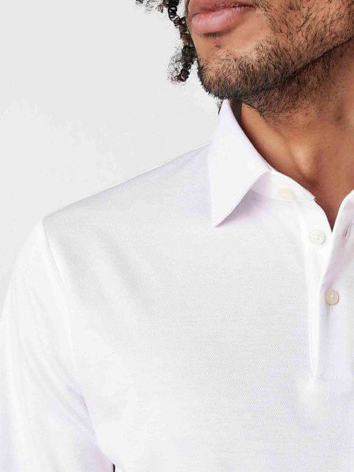 Desoto Langærmet Poloshirt Essential Hvid Model / Detail