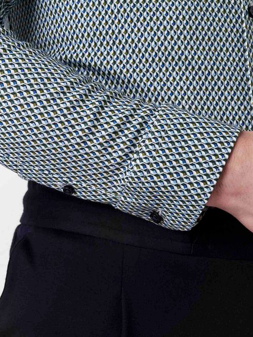 Desoto Shirt Squares Green Blue Model / Detail