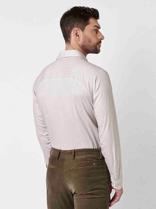 Desoto Shirt Kent Stripes Beige Model / Achterkant