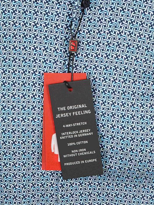 Desoto Short Sleeve Overhemd Print Aqua Blauw Product / Detail