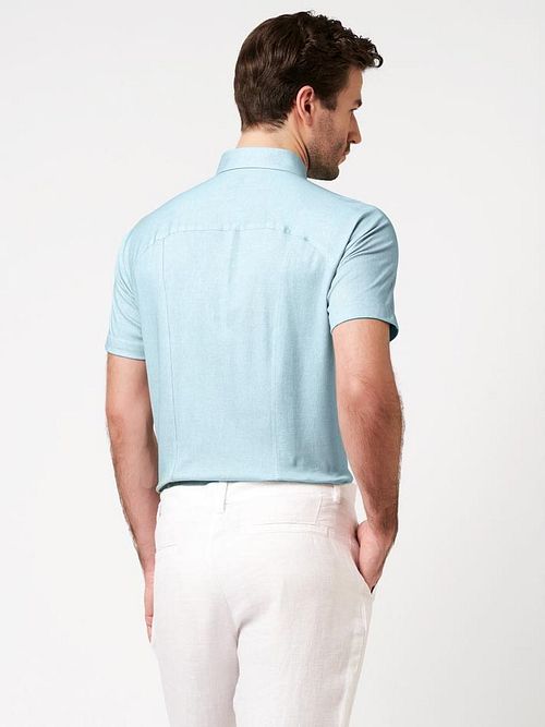 Desoto Kortærmet Oxford Optics Skjorte Aqua Blå Model / Achterkant