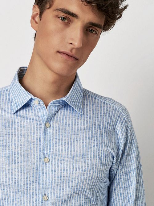 Desoto Skjorte Med Monokrom Stripe Blå Model / Detail