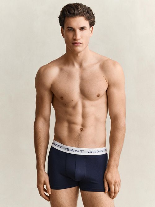 Gant Boxershorts Trunk 3-Pack Navy Wit Rood Model / Voorkant