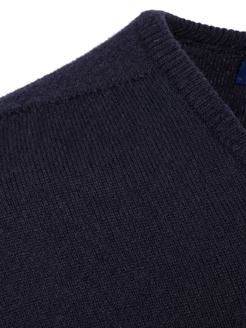 William Lockie V-Hals Lamswol Navy