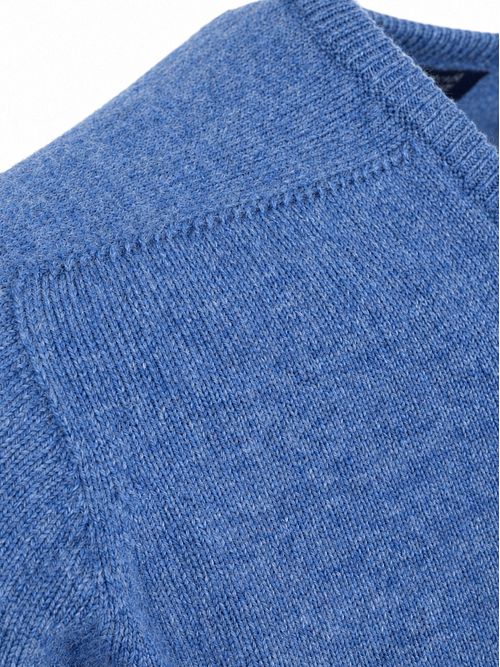 William Lockie V-Hals Lamswol Jeans Blauw