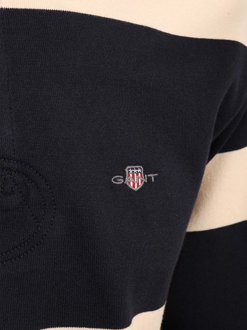 Gant Heavy Rugger Stripe Shield Polo Streep Navy Wit Product / Detail