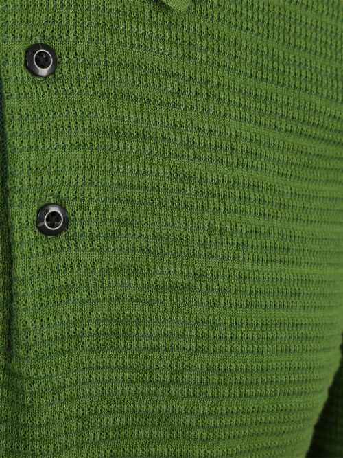 Dzianinowa koszulka polo Scotch and Soda o strukturalnym splocie w kolorze zielonym Product / Detail