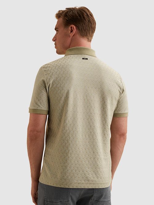 Dzianinowa koszulka polo Vanguard z żakardowym wzorem w kolorze zielonym Model / Achterkant
