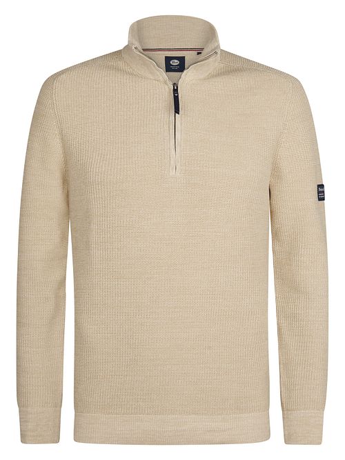 Dzianinowy sweter Petrol Nashville z zamkiem przy kołnierzu, beżowy Product