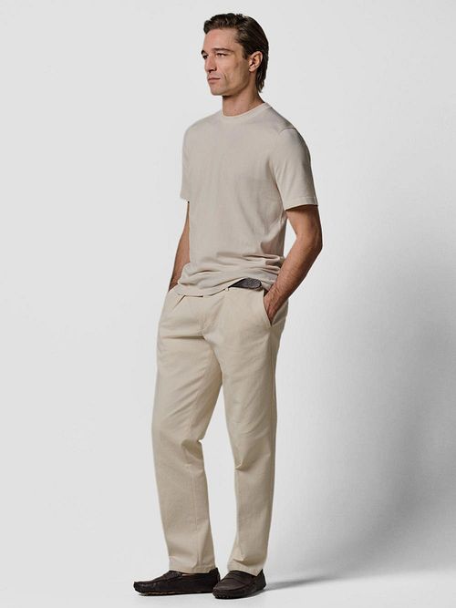 Dzianinowy T-shirt Profuomo w kolorze ecru Model / Voorkant