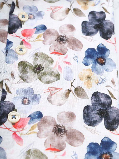 R2 Skjorte Linblanding Flowers Multicolour