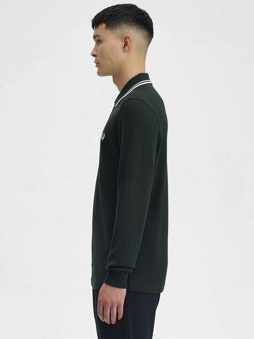 Fred Perry Langærmet Polo Mørkegrøn T50 Model / Zijkant