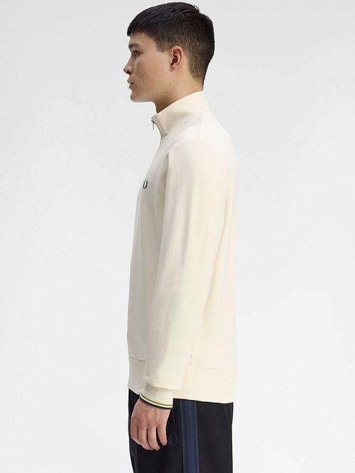 Fred Perry Maglione Half Zip Ecru Model / Zijkant