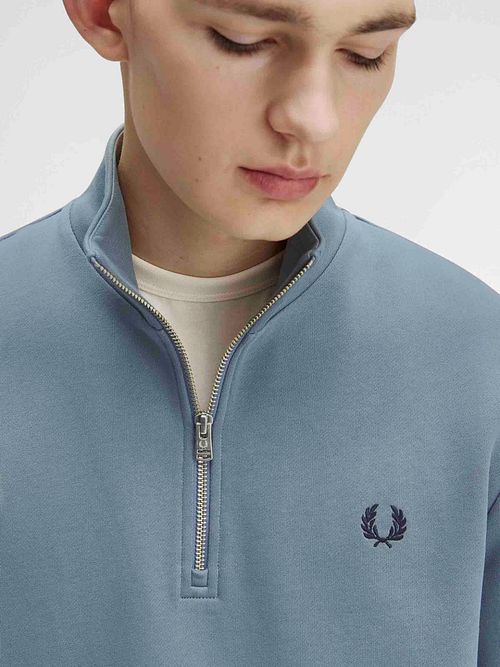 Sweter Fred Perry z półzamkiem, niebiesko-zielony Model / Detail