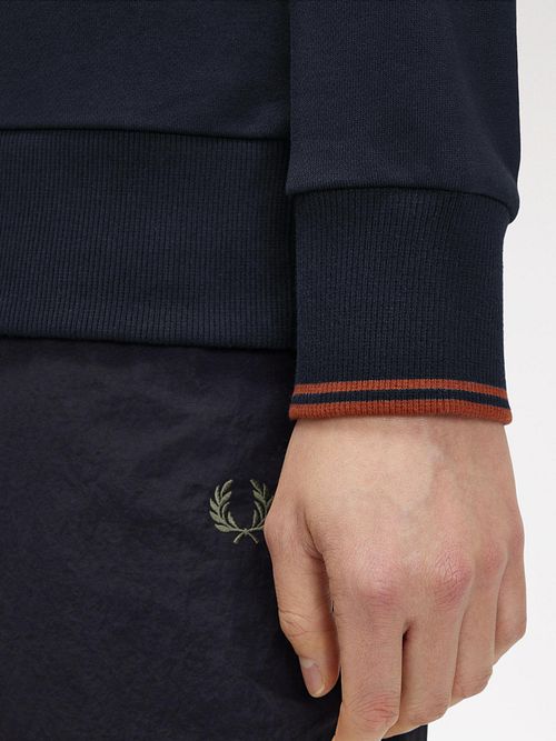 Fred Perry Longsleeve Half Zip Poloshirt Marineblå Model / Detail