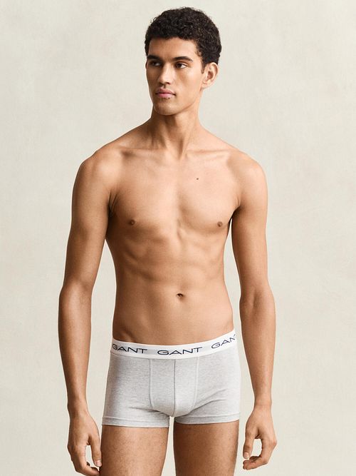 Gant Boxershorts Trunk 3-Pack Zwart Grijs Wit Model / Voorkant