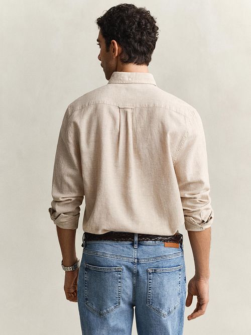 GANT Camicia Casual Lino Cotone Beige Model / Voorkant