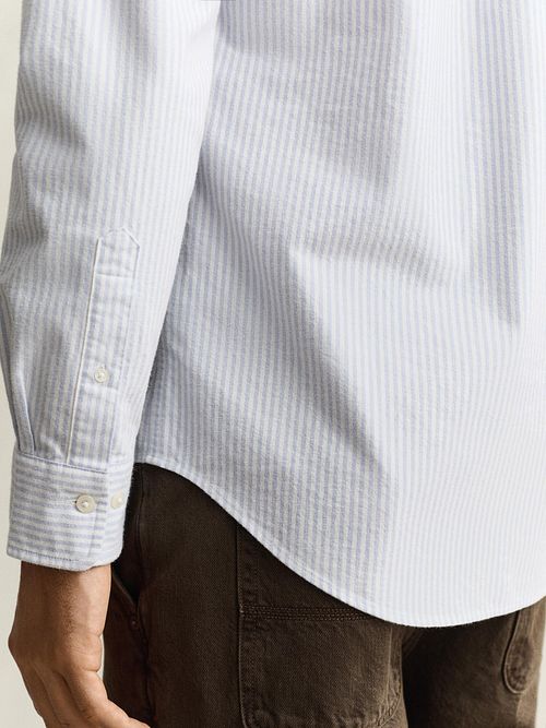 Gant Camicia Casual Oxford Righe Azzurro Chiaro Model / Voorkant