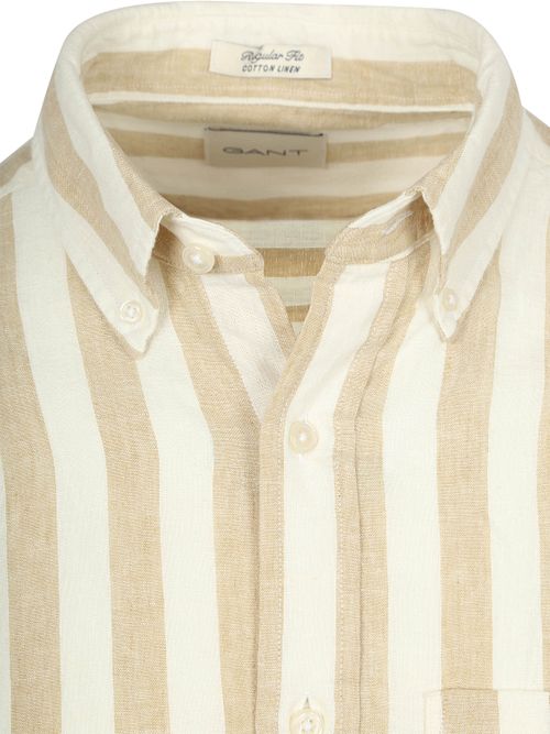 Gant Camisa Casual Lino Rayas Beige Product / Detail