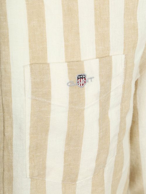 Gant Camisa Casual Lino Rayas Beige Product / Detail