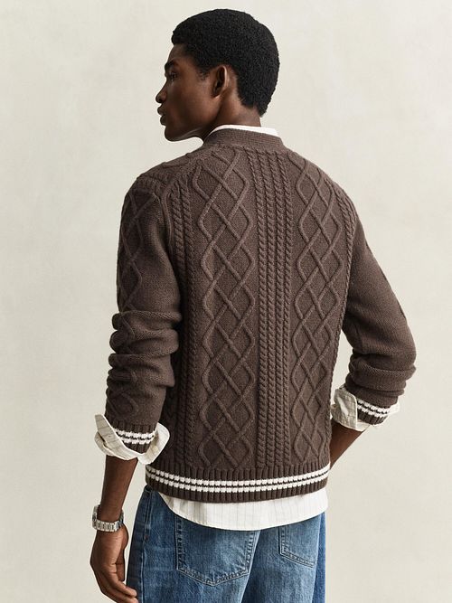 Gant Cárdigan Punto Trenzado Brown Model / Voorkant