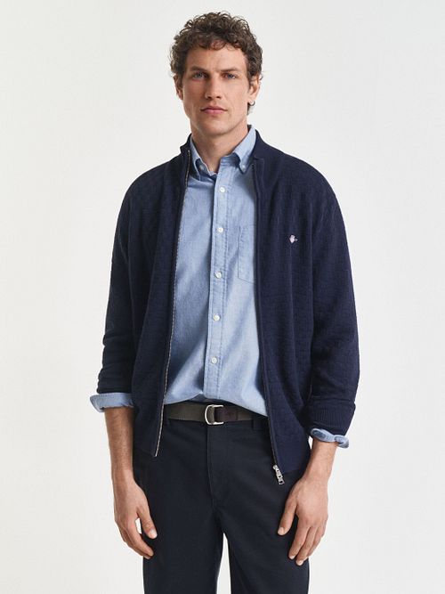 Gant Cardigan Texture Marine Model / Voorkant