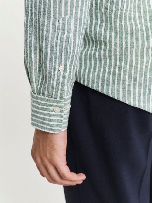 Gant Casual Overhemd Streep Linnen Groen Model / Detail