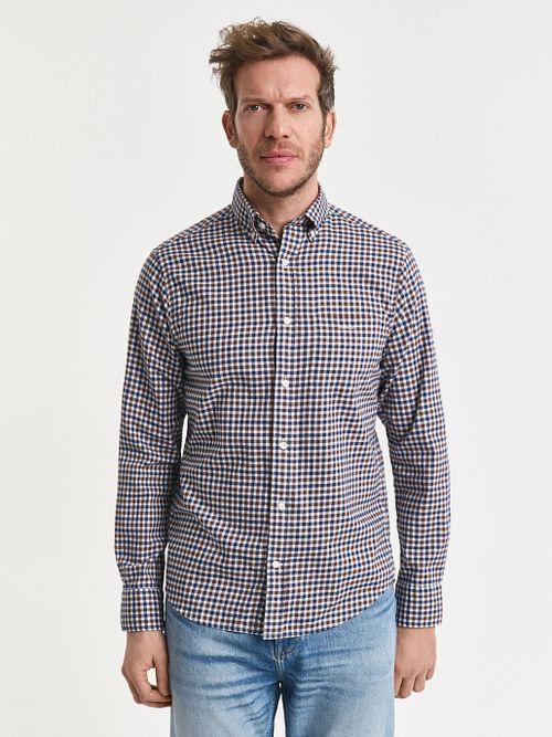 Gant Casual Skjorta Twill Rutig Brun Model / Voorkant