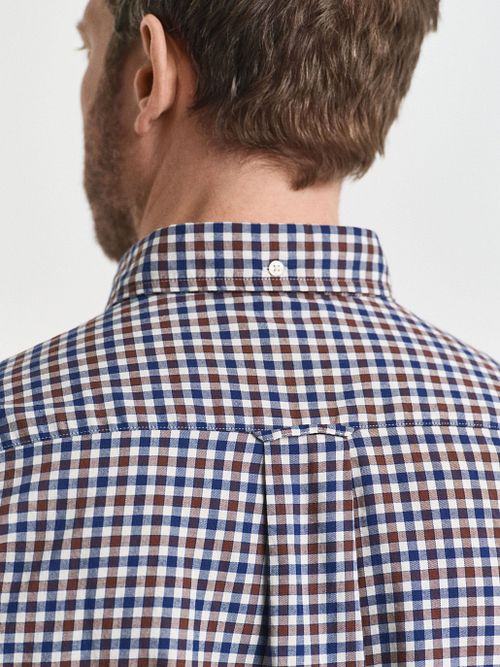 Gant Casual Skjorte Twill Ternet Brun Model / Detail